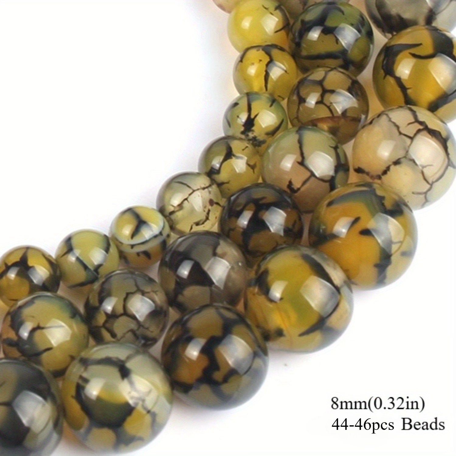 TEMU 8mm Natural Stone Pattern Agate Unique Loose Beads, Suitable For Bracelet Necklace Earring Jewelry Making, Unisex Exquisite Gift Additions,