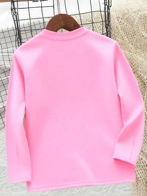 langarm-t-shirt für mädchen mit bedrucktem design – ohne textur, 2d-gedrucktes modisches oberteil mit rundhalsausschnitt