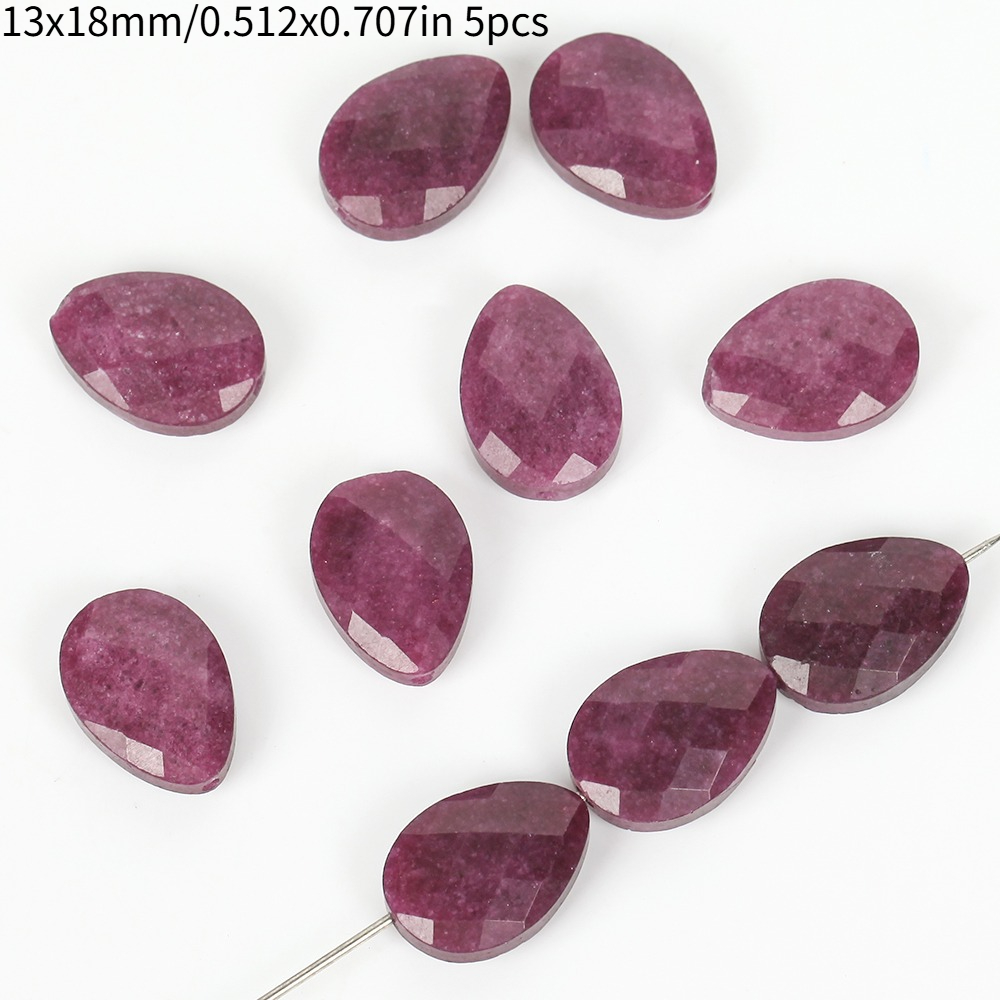TEMU Perles & Assortiments de Perles Aigue-Marine Chalcédoine Trou Droit Facetté pour Création de Bijoux DIY Collier Bracelet Matériel Décoratif 5pcs
