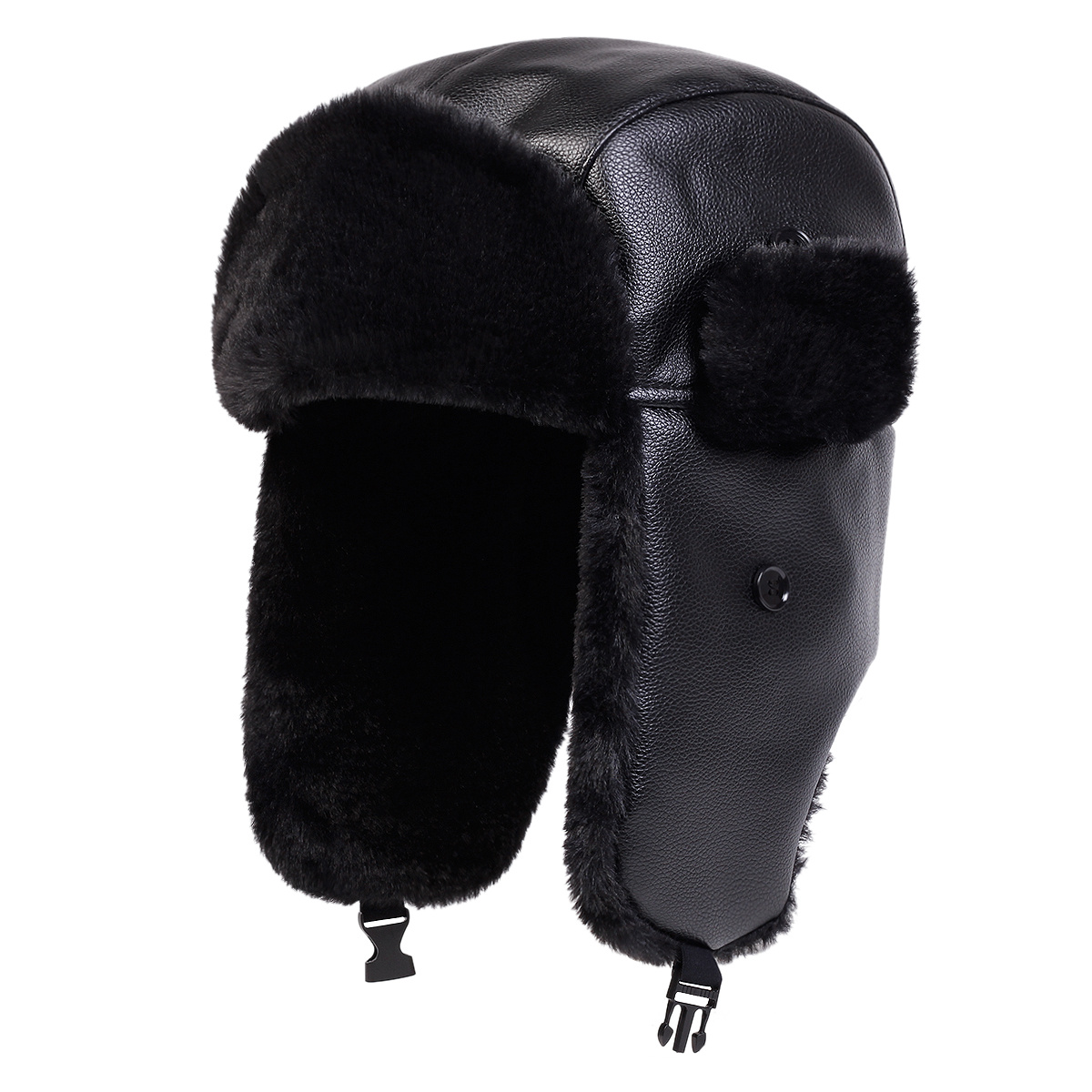 E-shop 1 Herren-Pilotenmütze, PU-Leder-Lei--Mütze, modische Freizeitmütze für den Außenbereich, warm, geeignet für Herbst-/Winterausflüge, Reisen,