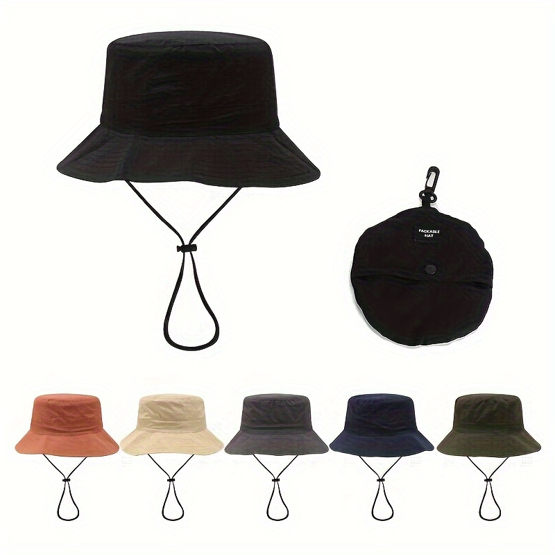 

Quick-dry Waterproof Bucket Hat - Foldable & Portable Sun Protection Cap For Outdoor Activities, Ideal Father's Day Gift, 100% Polyester Woven Fabric, Hand Wash/, Foldable Sun Hat