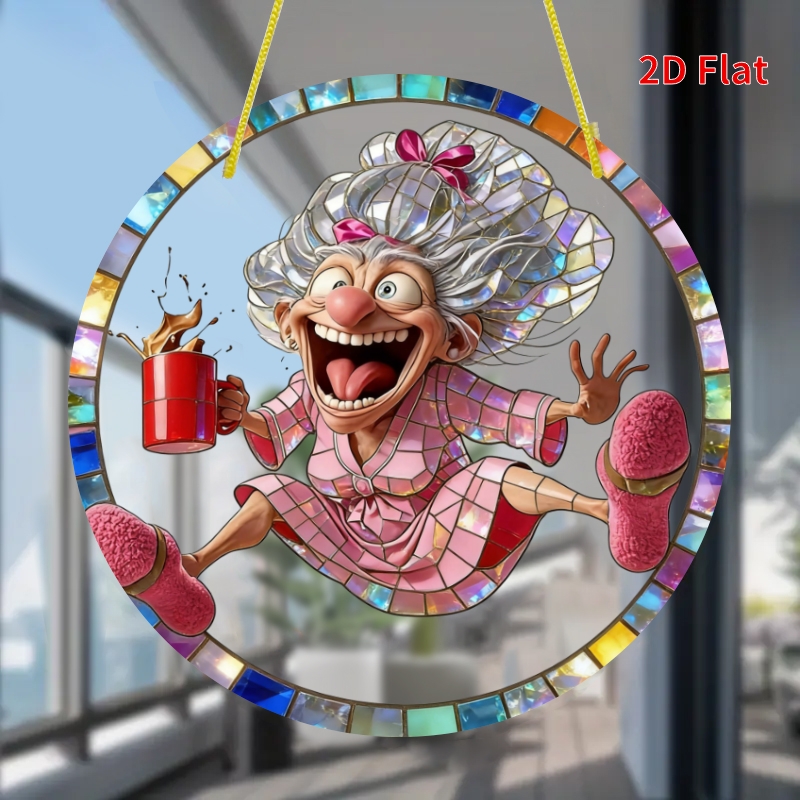 TEMU 2d Flat, 2d Plane, 1pc - Charming Design/sun-catching Round Acrylic Ornament, Home And Garden Decoration, Ideal Gift For , Seasonal Decor |