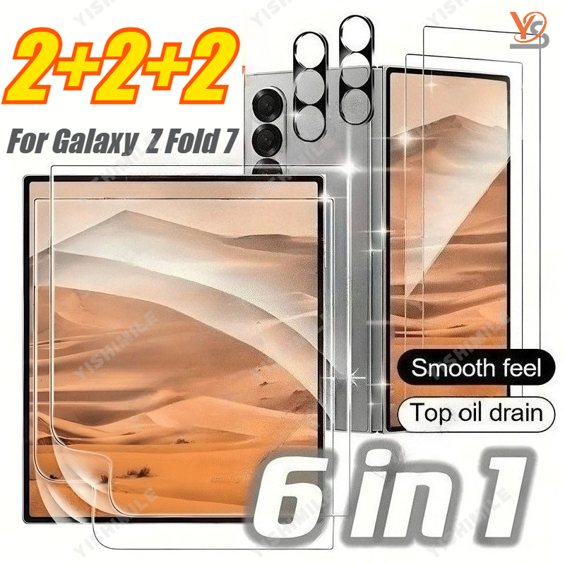 TEMU [6in1] 2pcs Scratch-resistant Tpu 3d Full Coverage Soft Screen Protector 2pcs Camera Lens Protector 2pcs Back Tempered Glass Screen Protectors,