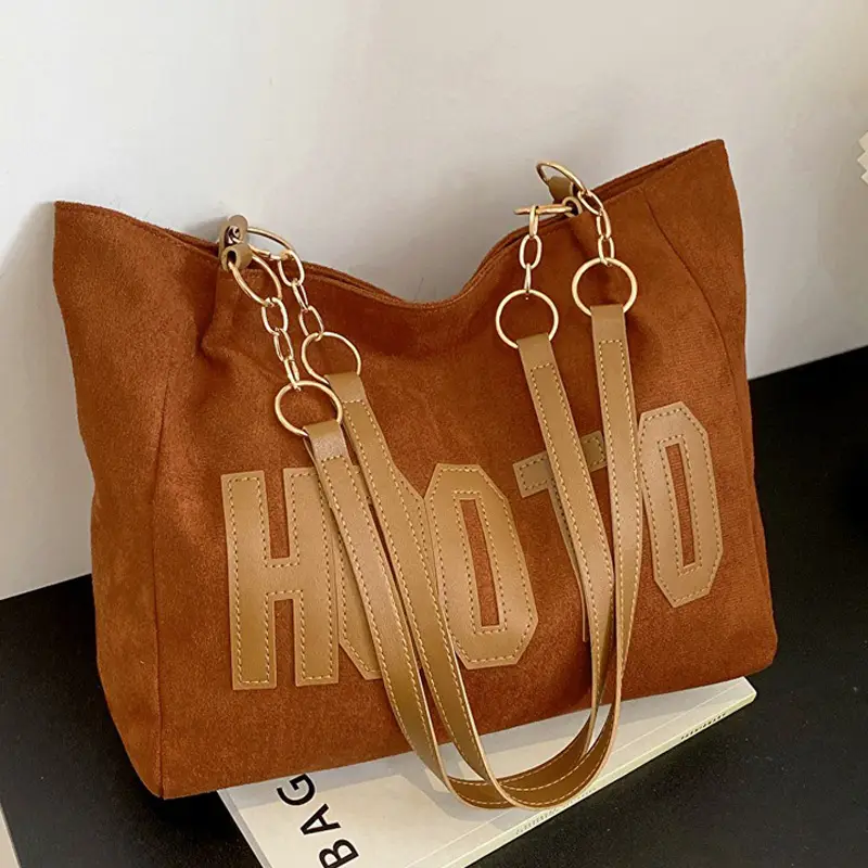 1pc new large capacity womens shoulder bag fashion velvet tote bag daily shopping use tote bag details 0