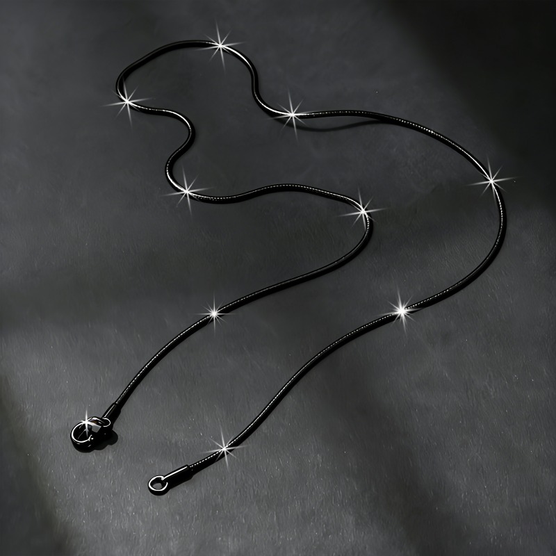 TEMU Collier élégant et polyvalent en acier inoxydable 316L noir à chaîne , un collier unisexe simple, un bijou multifonctionnel, un accessoire de