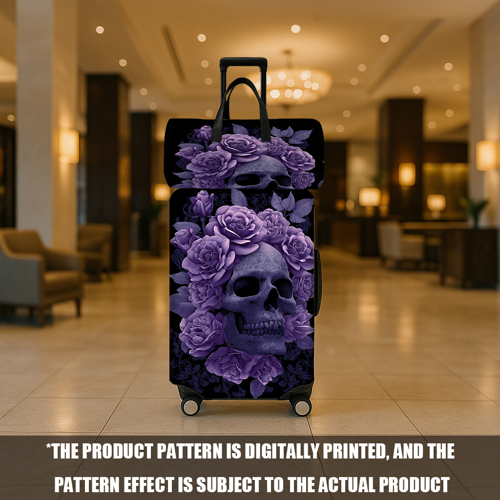 Gothic Purple Rose Print Luggage Cover & Travel Bag Set