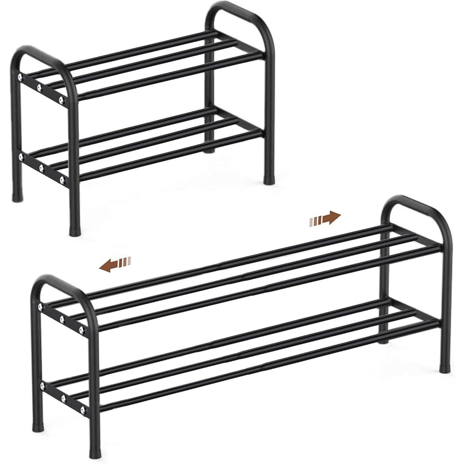   adjustable shoe storage rack that   space featuring a black   suitable for outdoor and hallway use with two levels for organization