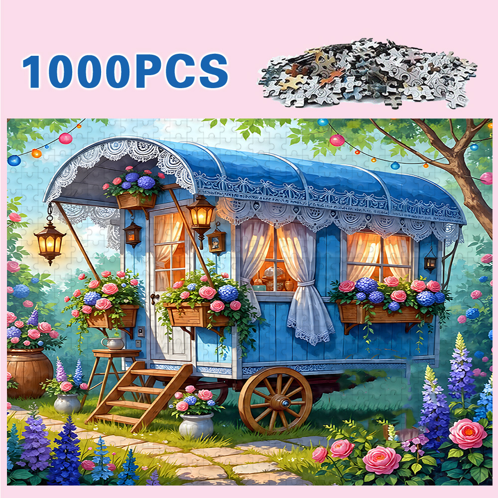 TEMU 500/1000 pièces Magnifiques puzzles d'art, jouets anti-stress pour adultes, interactif , peintures décoratives murales, jeux de , cadeau idéal