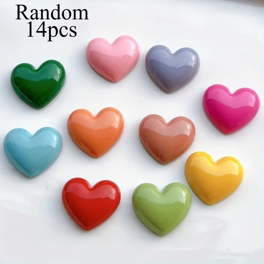 TEMU 14pcs Random Color Heart Fridge Magnet Set - Cute And Creative Decorative Magnets For Kitchen, Office Whiteboard, Lockers, And Dishwasher,