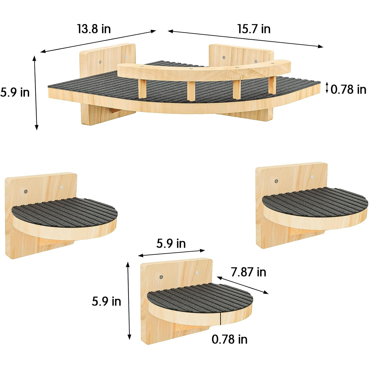 TEMU 4pcs Cat Wall Shelves, Wooden Cat Wall Furniture Up To , Floating Stairs For Small/medium Cats, Kitty Shelf With For Indoor, Sleeping, Jumping,