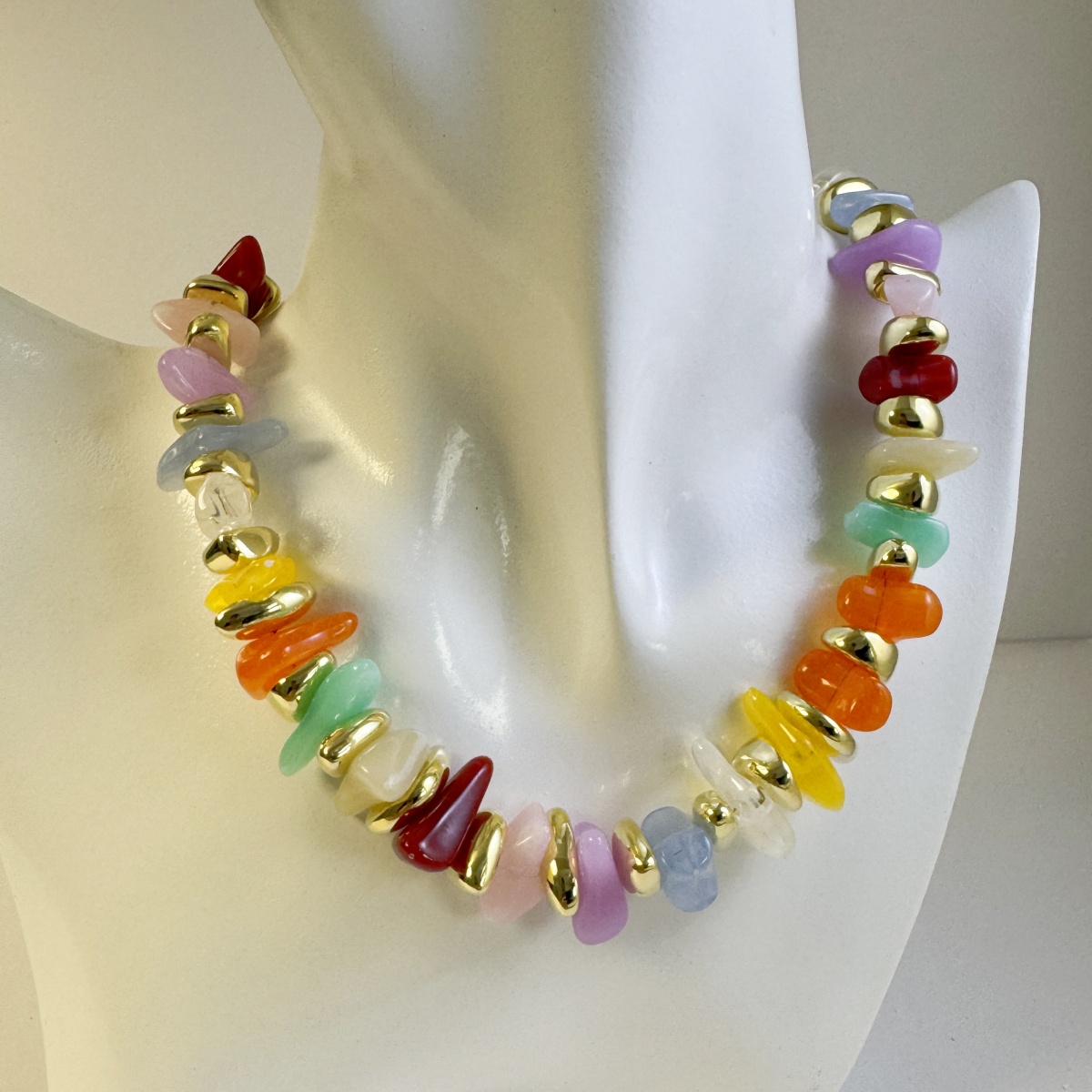 TEMU Collana da donna 1 pezzo stile boh矇mien con catena per clavicola a giunzione ovale irregolare colorata e regolabile, adatta per feste, vacanze e