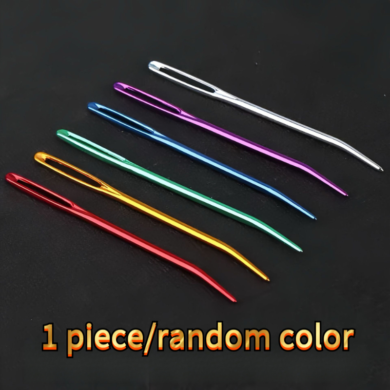 Image of Elbow Aluminum Sweater Needle Knitting Needle Large Eye Elbow Hand Sewing Needle Knitting Yarn Sewing Needle Random Color