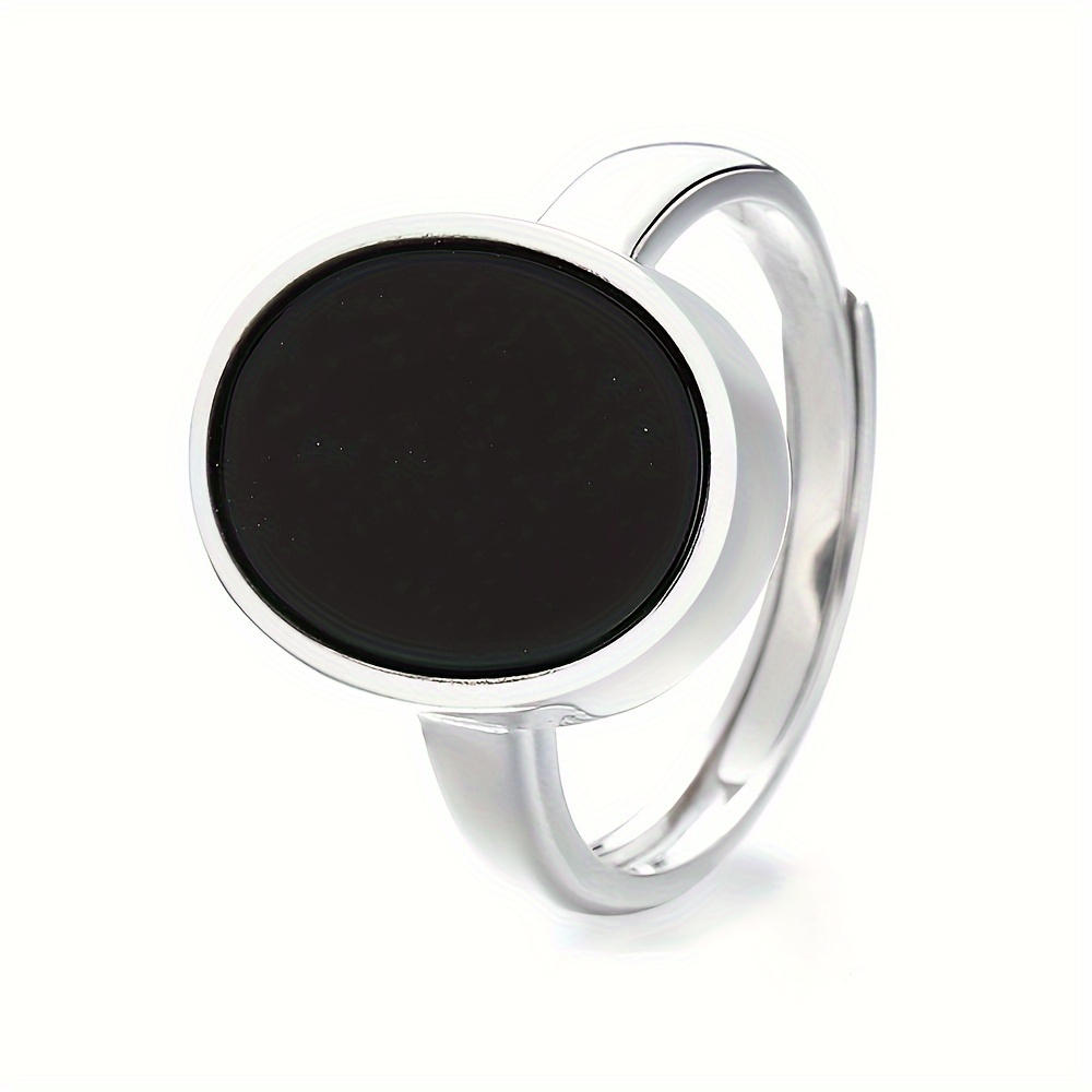 E-shop 1 Stück Damenmode Ring mit breitem Band, Easy Style Runder Schwarzer Onyx Verstellbarer Offener Ring - Geeignet für , Partys, Abschlusssaison,