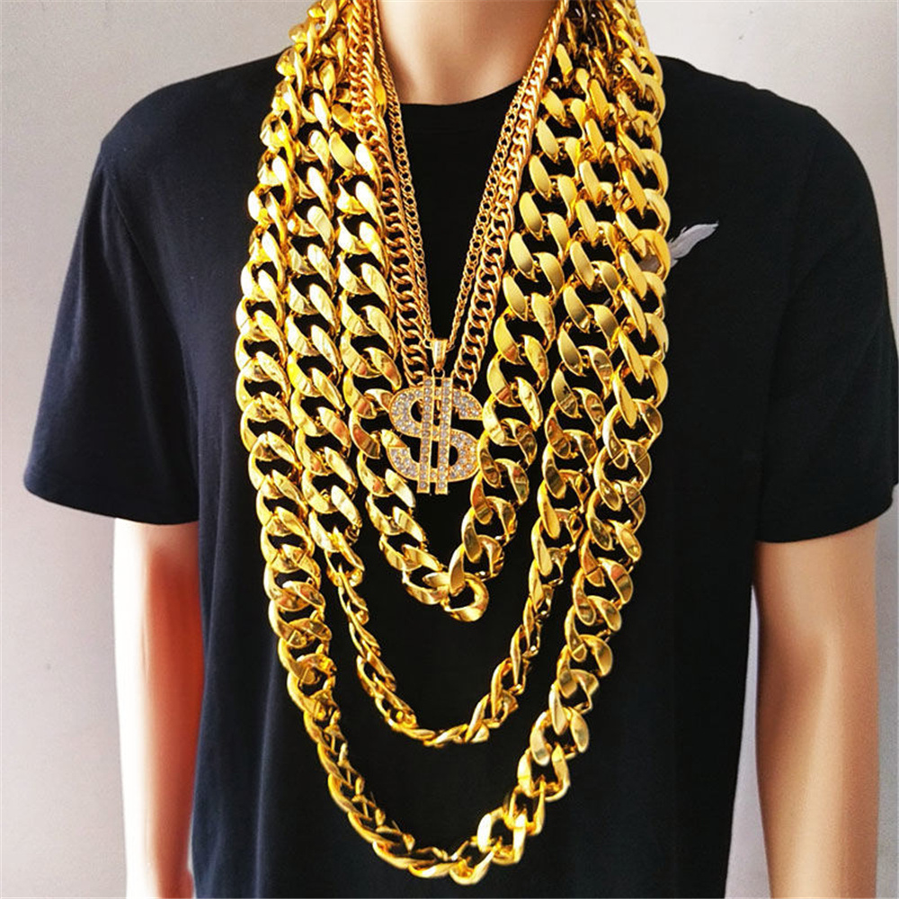 

Hip Hop Golden Color Big Acrylic Chunky Chain Necklace For Men Punk Oversized Large Plastic Link Chain Men's Jewelry