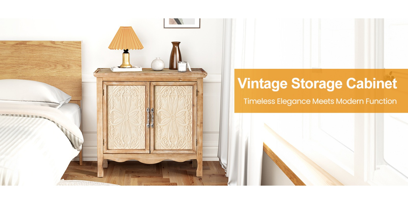 ROYALCRAFT Wooden Storage Sideboard - Stylish Buffet & Console Cabinet 10 Wood Grain Detail and Storage View