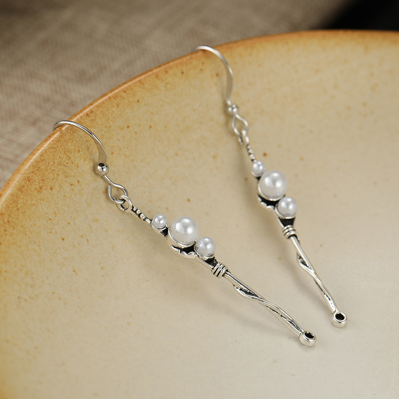 Retro Artistic Silvery Branch Earrings, Unique Gift