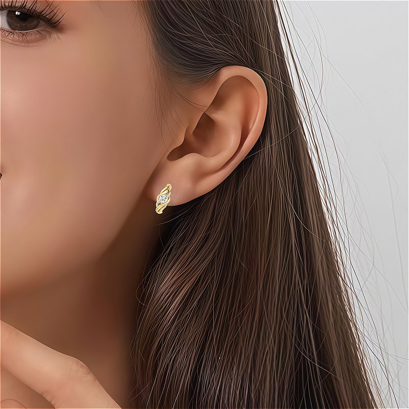 TEMU 925 Silvery 0. 5 Carat*2 Moissanite Simple Elegant Fresh Sweet Couple Earrings For Men And Women, Suitable For Daily Wear, Weddings, Parties,