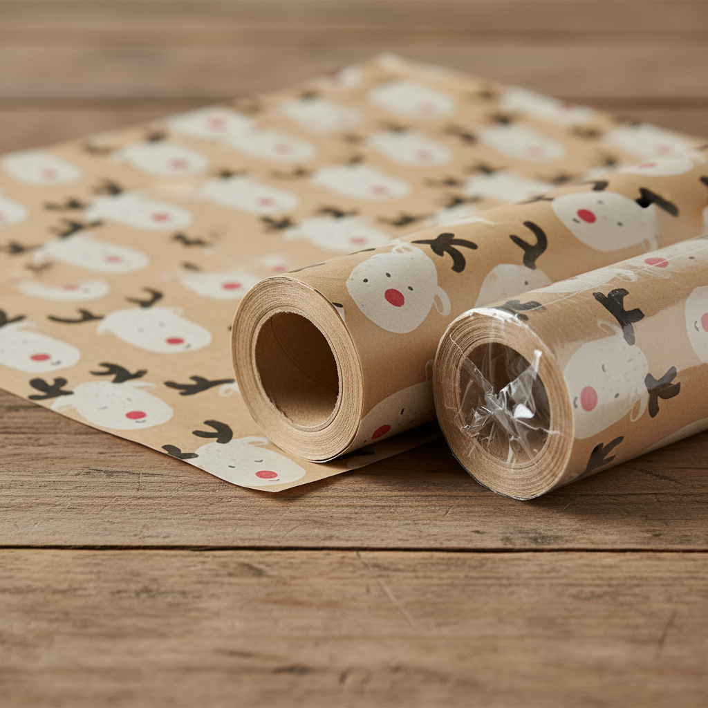 TEMU Extra Lang 118x17 Zoll (300x43 cm) Weihnachtspapier - Weiches & Rentier & -Muster mit Schnur-Schleifen - Großes Geschenkpapier für