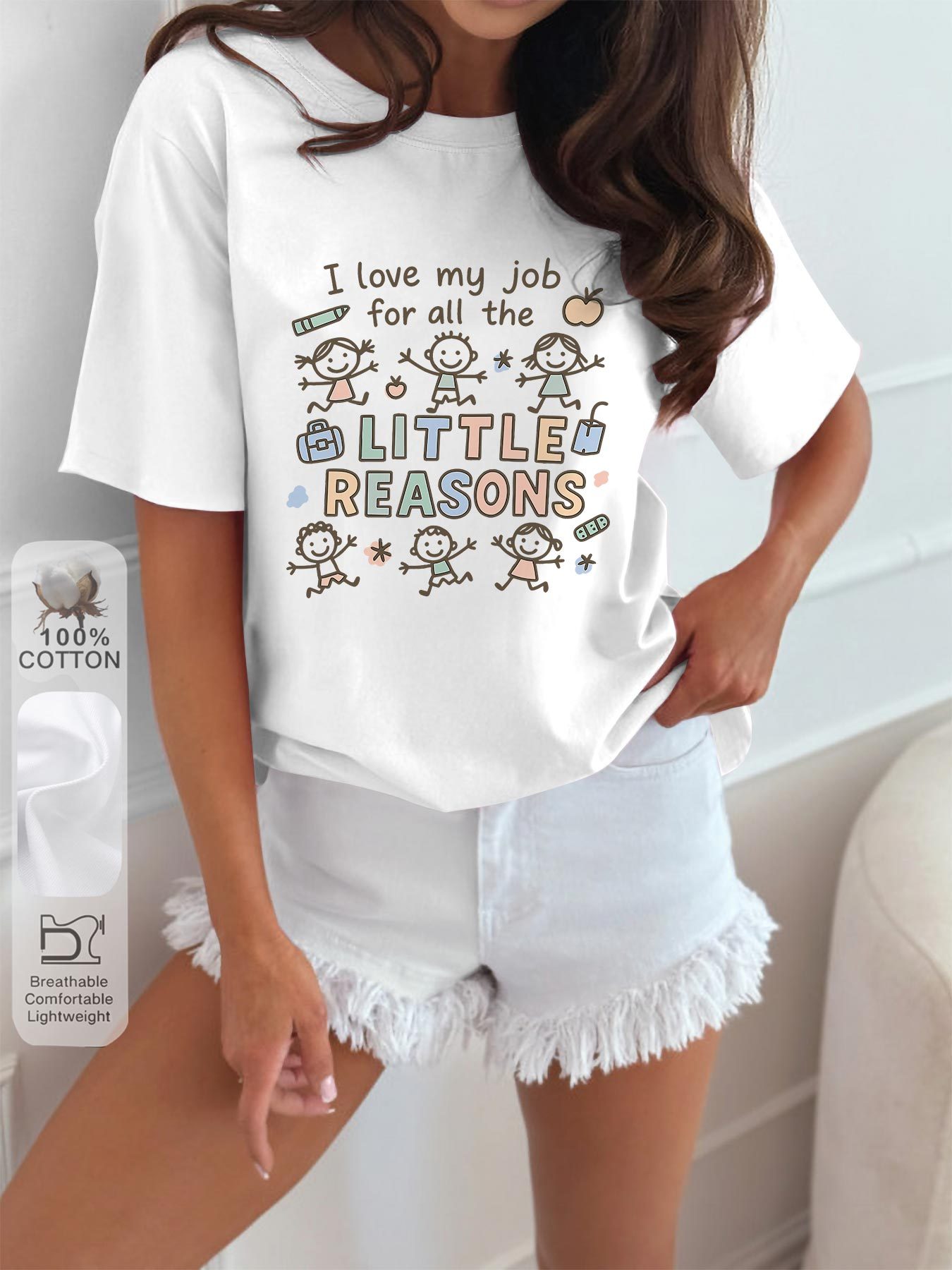 womens workplace graphic tee i   the little   light beige shirt with cute teacher office worker designs soft everyday casual top for teachers workers machine washable cotton t shirt teacher appreciation gift whimsical print   teachers and educators