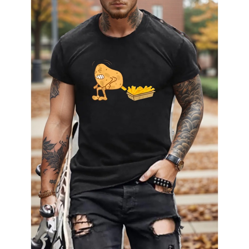 

T-Shirt Décontracté pour Homme à Manches Courtes avec Imprimé Géométrique - Polyester Respirant, Col Rond, Lavable en Machine - pour l'Été