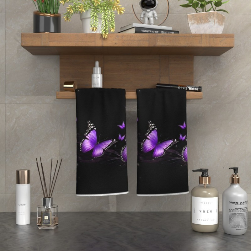 

2pcs -dry Polyester Towels, 18x26 Inches, Purple , Machine Washable, Contemporary Woven Kitchen/bathroom/gym Towels, Decorative & Functional Home Use