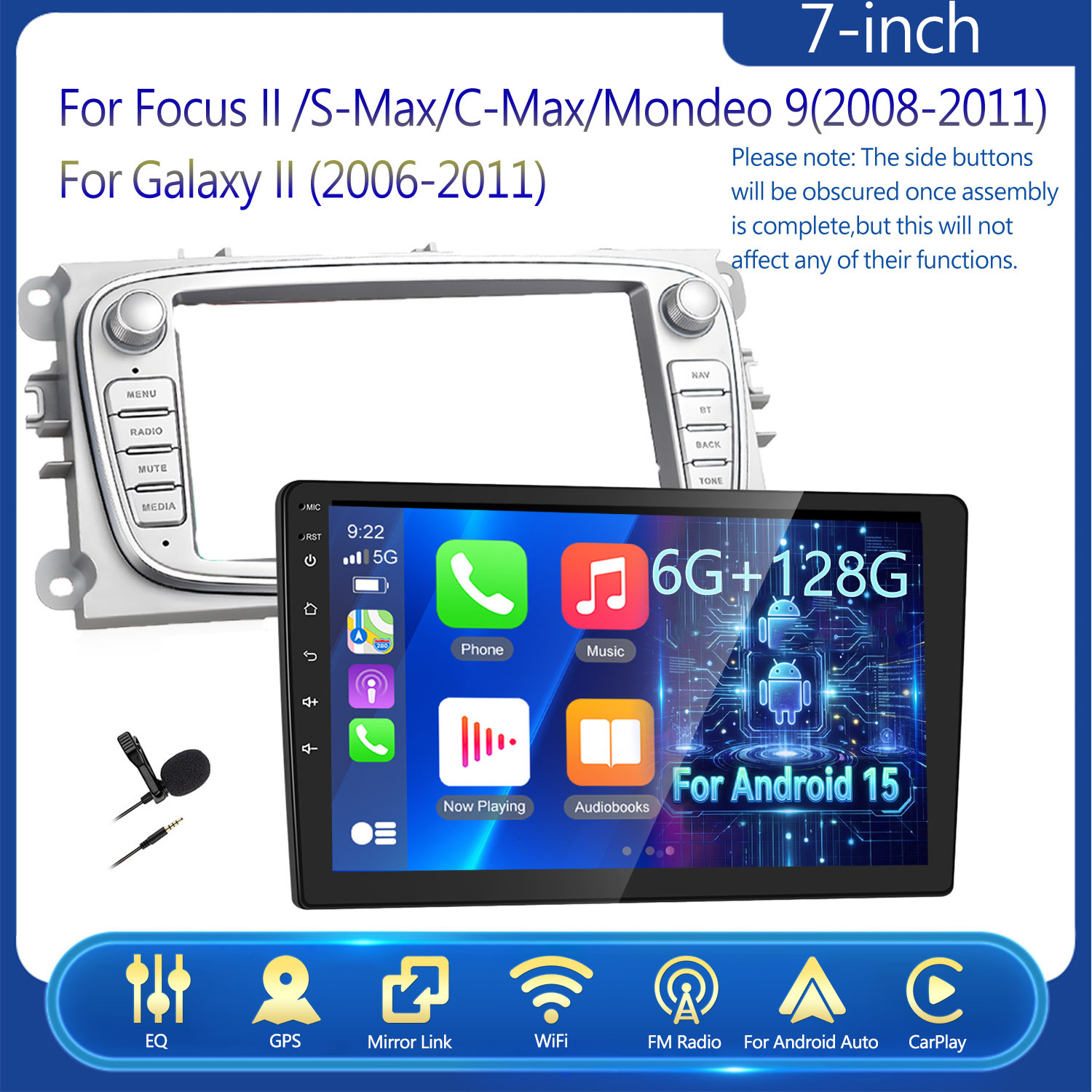 Image of 6g + 128g Car Radio For Ford Focus Ii Mk2 Inch Car Radio With Car Navigation Gps Wifi Fm/ Rds/ Dsp Eq/ Swc