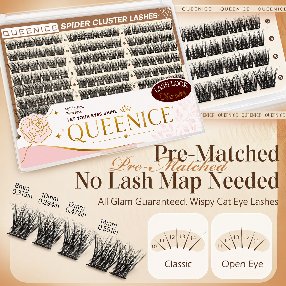 Image of Natural Lash Clusters, Fine Lash Clusters, Cat Eye Clusters, Natural-looking Lash Extensions 10-15mm Pre-set Lash Strip, Single Lash Clusters, Lash Clusters