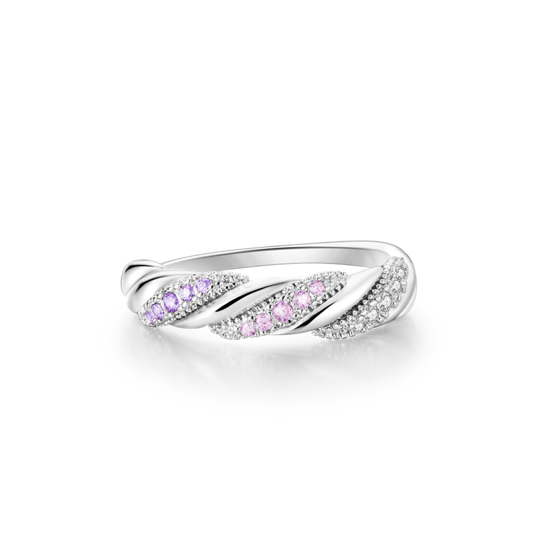 Women's 925 Silver Twisted Rope Ring, Elegant