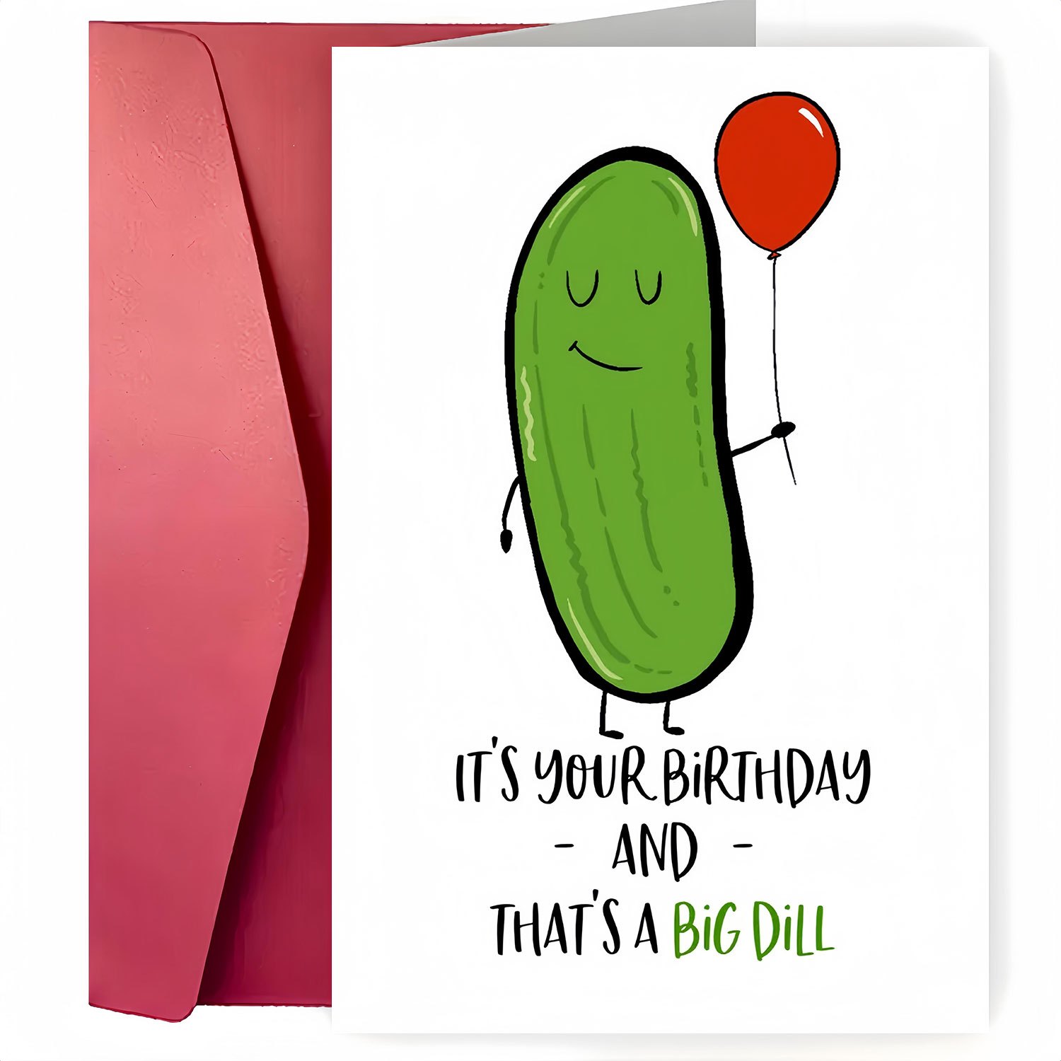 

Creative Birthday Card With Envelope, Funny Text And Humorous Graphics, Perfect Gift For Family, Colleagues, Friends, , Brothers - Pickle Party Theme