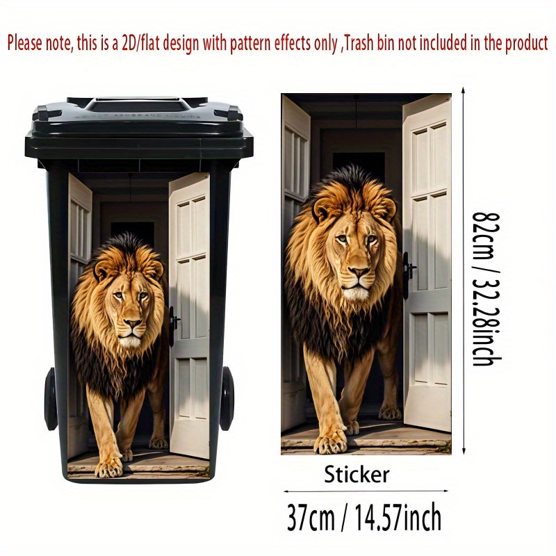 2d Flat Printing 1pc Trash Can Sticker 37×82cm Cute Theme Design Self-adhesive Wallpaper Decoration Suitable For Trash Cans, Walls, Home Decor, 2d Flat