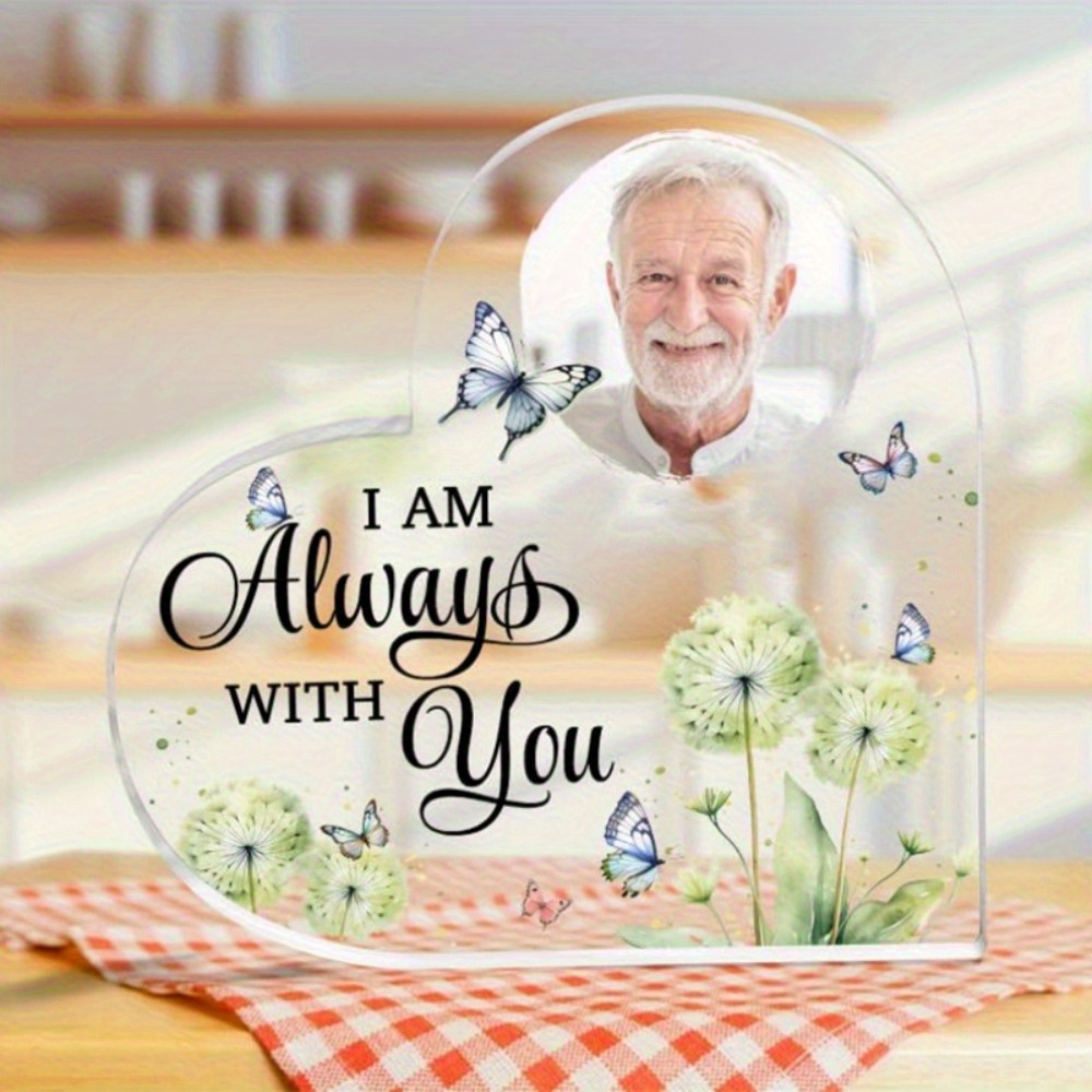 TEMU 2d Flat - [2d Flat] Custom 1pc 2d Flat Acrylic Display Board, Personalized Acrylic Heart Memorial With Custom Photo - Sympathy Bereavement Gift