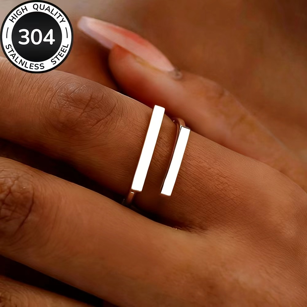 TEMU High-quality Stainless Steel Hypoallergenic Golden , Anti-fading, Easy And Elegant, Suitable For Everyday Wear Or Party Fashion Women's Ring,
