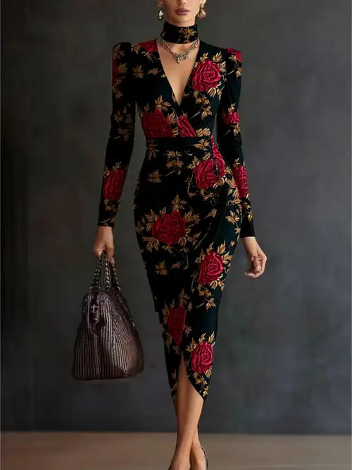 rose black dress sold on Temu United States rose black dress sold on Temu United States