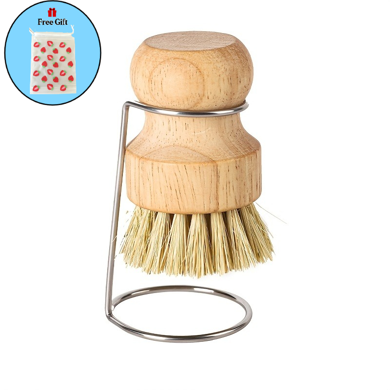 TEMU Juego de 3 piezas (2 cepillos de cocina y 1 bolsa de almacenamiento de fresas gratuita), cerdas naturales con función de drenaje - de madera y