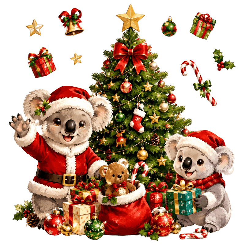 TEMU 2d Flat, 1pc 2d Flat Pattern Decal, Christmas Decoration Static Cling Sticker, Window Decal, Glass Decal, Window Sticker, Christmas Koala Tree