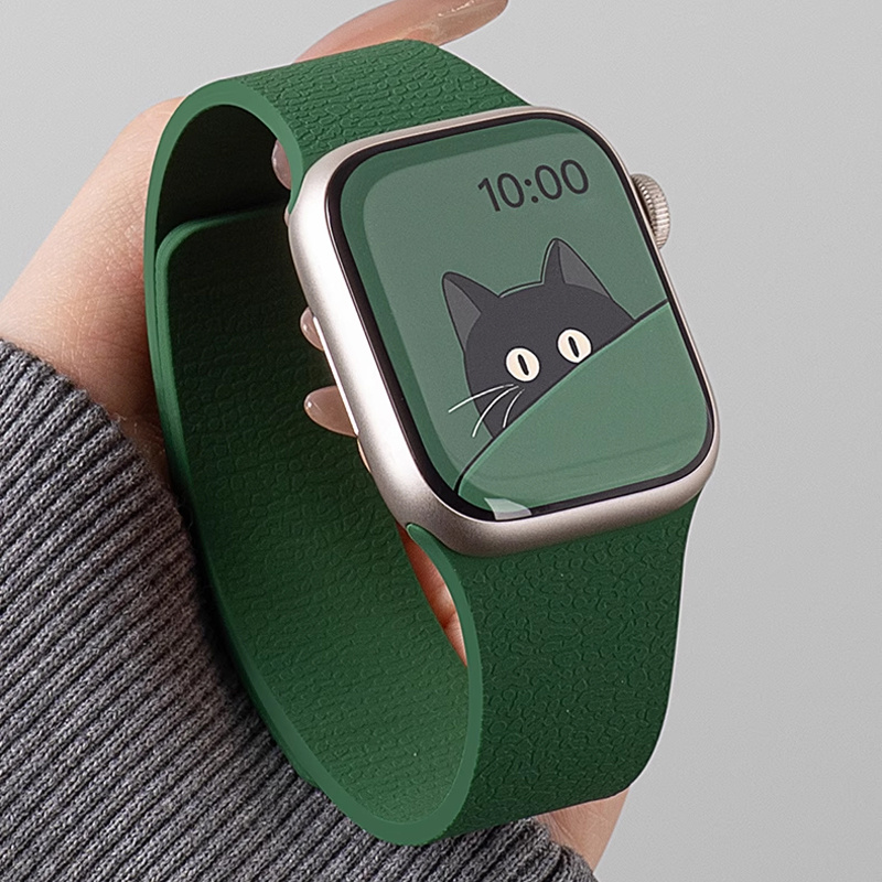 1pc iWatch Lychee Soft Magnetic Band, Suitable for Apple Watch 10/9/8/7/6/SE/5/4/3/2/1/Ultra 2, 49mm, 46mm, 45mm, 41mm, 44mm, 40mm, 42mm, 38mm. Wearable Tech Watch Strap, Smartwatch Accessory, Fashionable Wristband, Minimalist Watch Chain, Durable