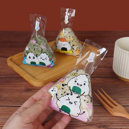 100pcs cute cartoon rice ball packing bag seaweed sushi mould bag sushi bento accessories seaweed rice ball sushi bag