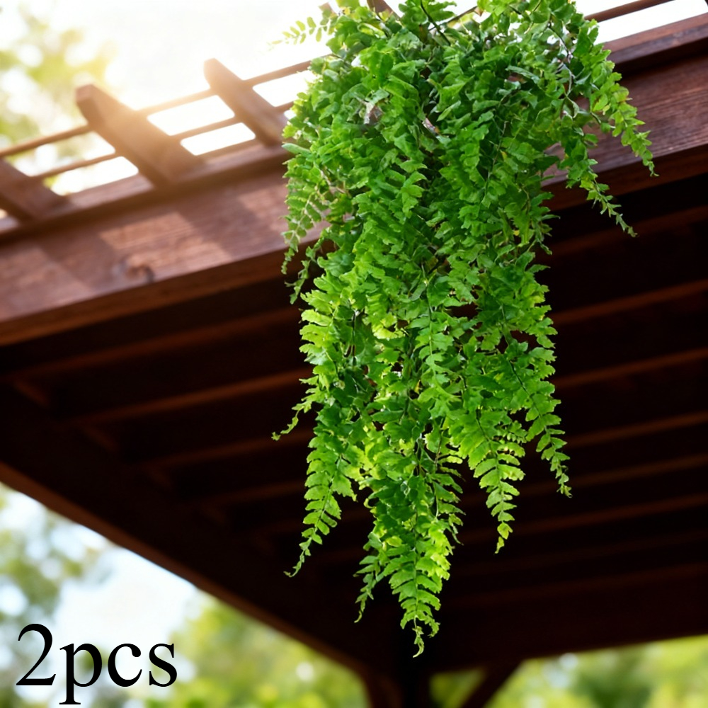 Image of 2pcs Artificial Persian Ferns - Realistic Ivy Garland For Home & Garden, Ideal For Weddings, Parties, Indoor/outdoor Decor, No Battery Required