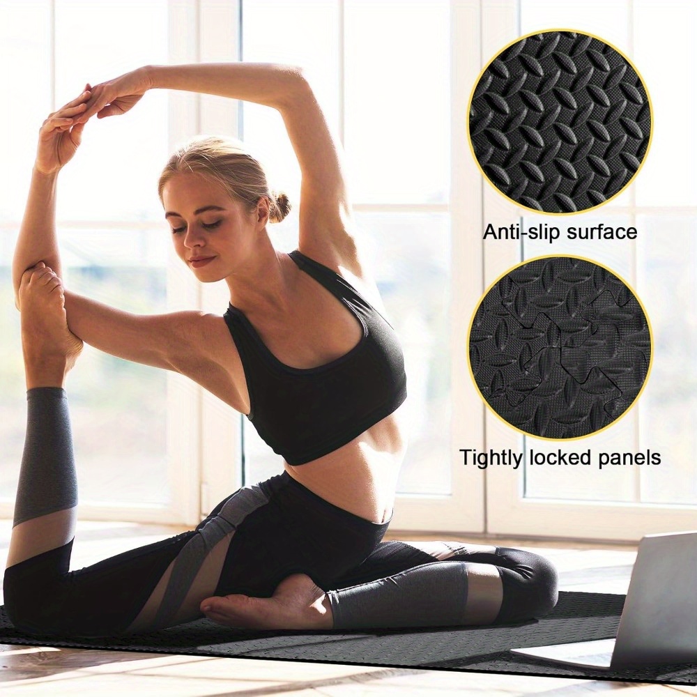 TEMU Holdfiturn 12pcs Gym Flooring Mat 30x30cmx10mm Interlocking Foam Floor Mats 3.6 M² 38.6 Sq Ft Foam Exercise Mats Non-slip Rubber Cushion For