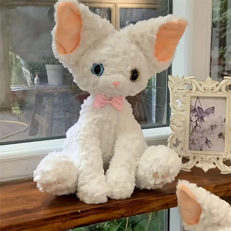 TEMU Rex Hypoallergenic Soft Plush Cat Toy- Black& White Cartoon Design With Big Eyes, Non-electric Cuddly Play , Indoor/outdoor Use, Cat Plush Toy,