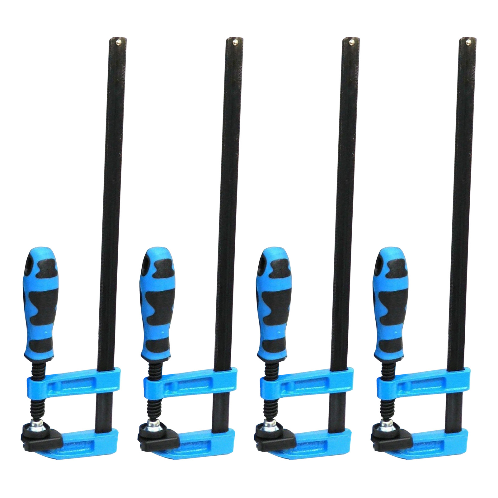TEMU 4pcs Metal Bar Clamps Set, Royal Blue, , Adjustable Height, 12- Inch, Manual Operation, No Electricity Needed, With Non- Slip Handles