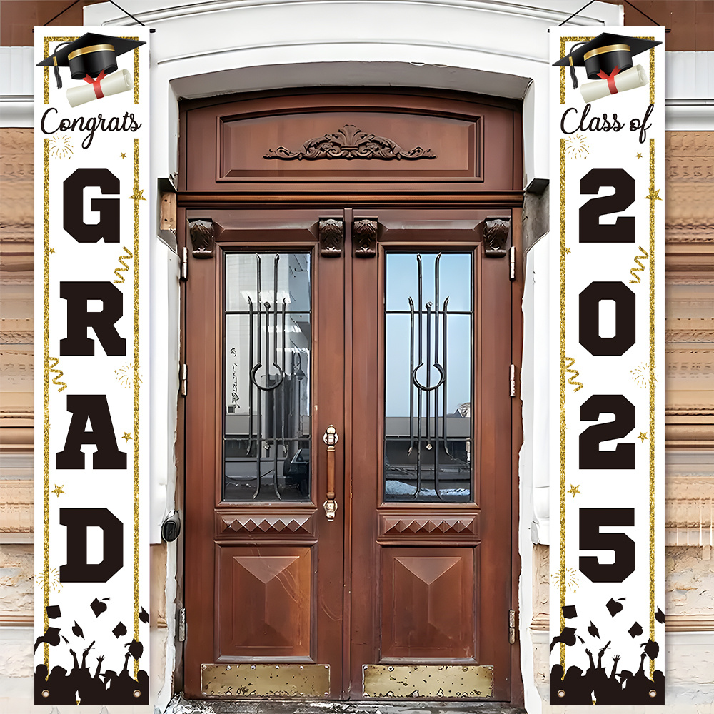 

1 Pair Polyester Graduation Door Banner, Congrats Grad Porch Sign, Multipurpose Entryway & Room Decor, Carnival Theme, No Electricity Needed, Graduation Party Hanging Decoration