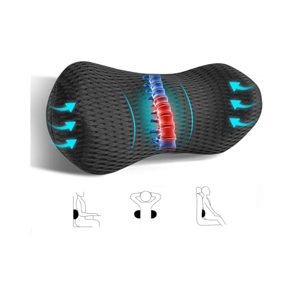 ergonomic lumbar support pillow for office chair & car - posture-  back cushion with spinal  , lower back relief, desk, gaming chair - non-slip base, no power needed - ideal for home, office, travel - black, backrest pillow, contoured design, durable construction, home users, hand wash only, office workers Product details 11