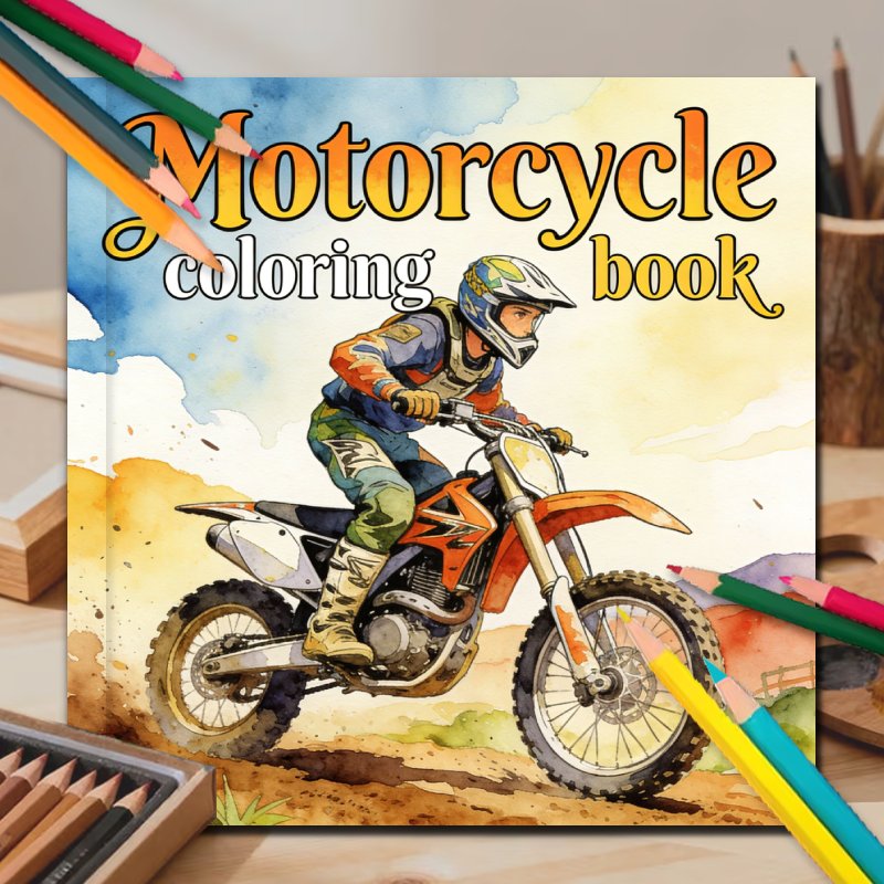 TEMU A Motorcycle Coloring Book Featuring Artistic Drawings Of Off-road Motocross, Suitable For Stress And Relaxing And Body, And Makes A Great Gift