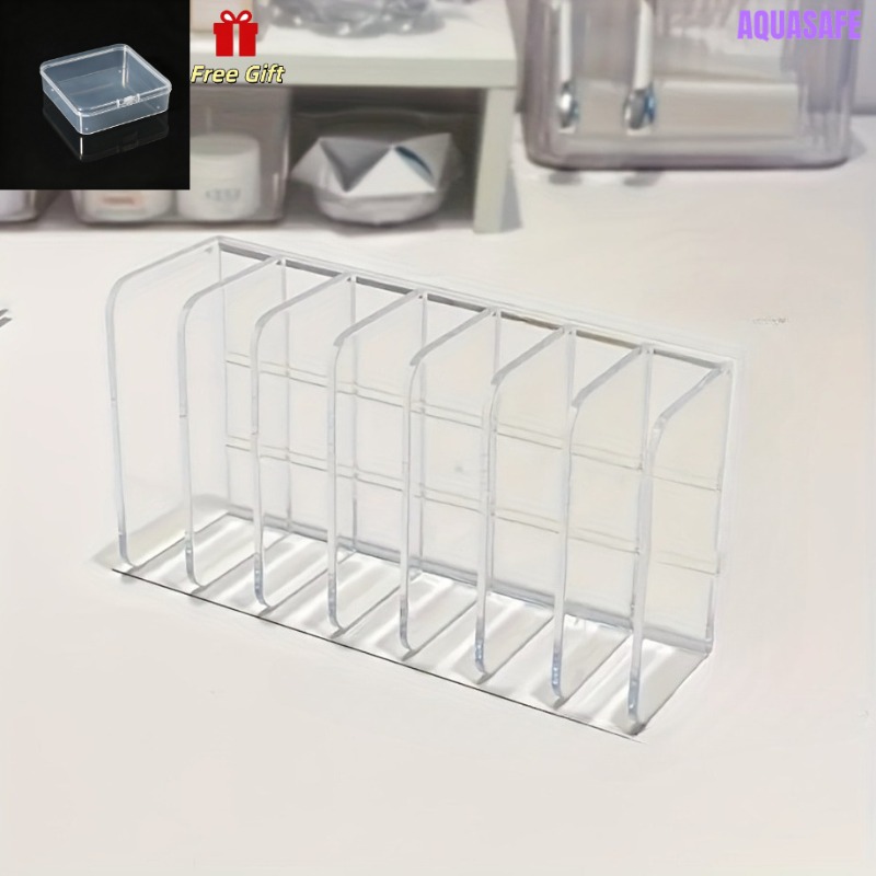 TEMU 2pcs Cosmetic Shelf Set: 1 Cosmetic Shelf + 1 Mini Storage Box. Transparent, Multifunctional Cash-style Cosmetic Shelf, Vanity Makeup Organizer,