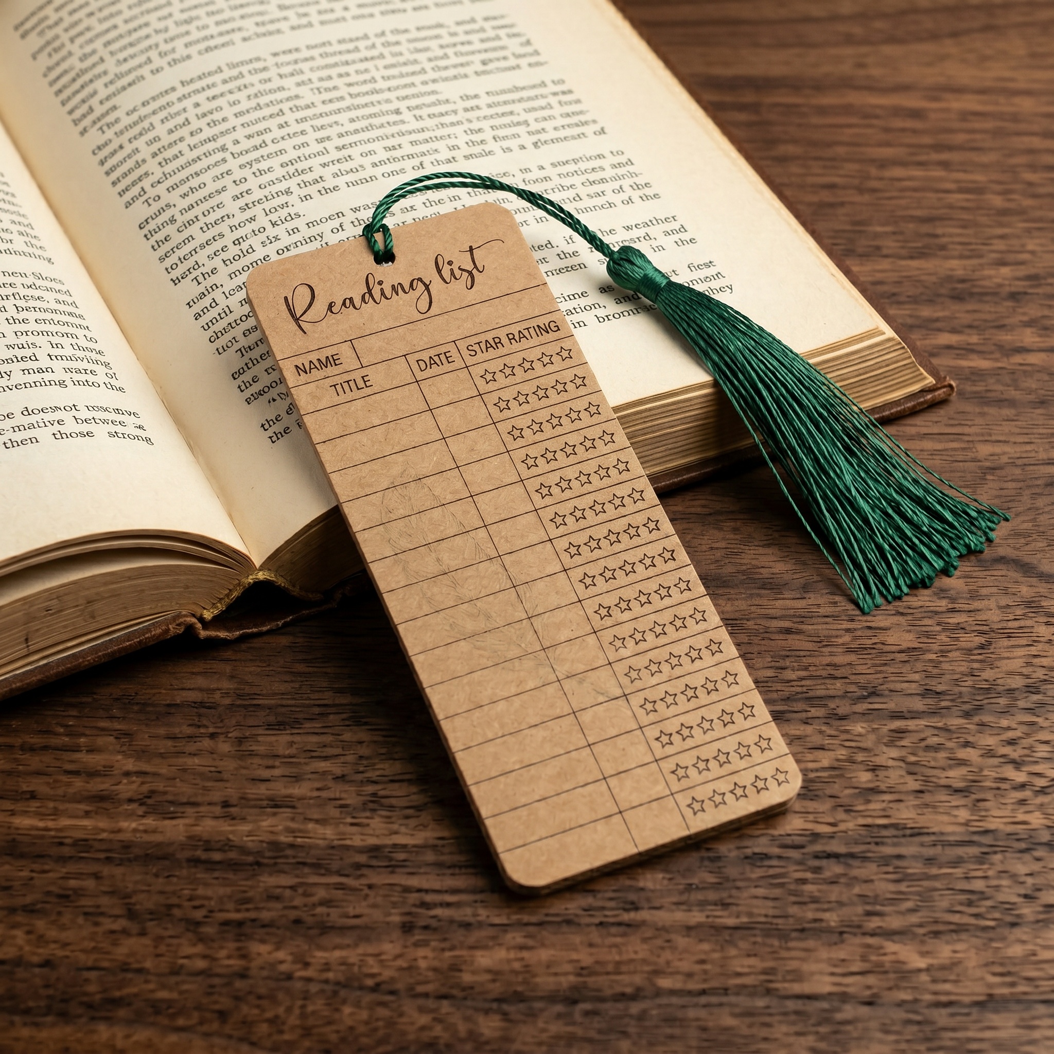 TEMU 20 Sets Vintage Paper Reading Record List Bookmarks With Tassels Set, Reading Record Bookmarks, 20 Sheets Brown Paper Personal Library Cards 3 X