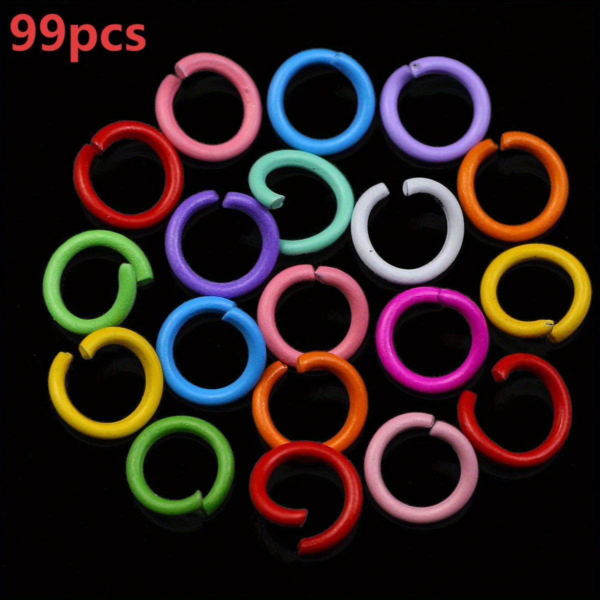 TEMU 8 mm, 99/199/299 piezas, anillas abiertas de metal esmaltado vibrantes y brillantes que la decoloración, cierres clásicos vintage lisos y