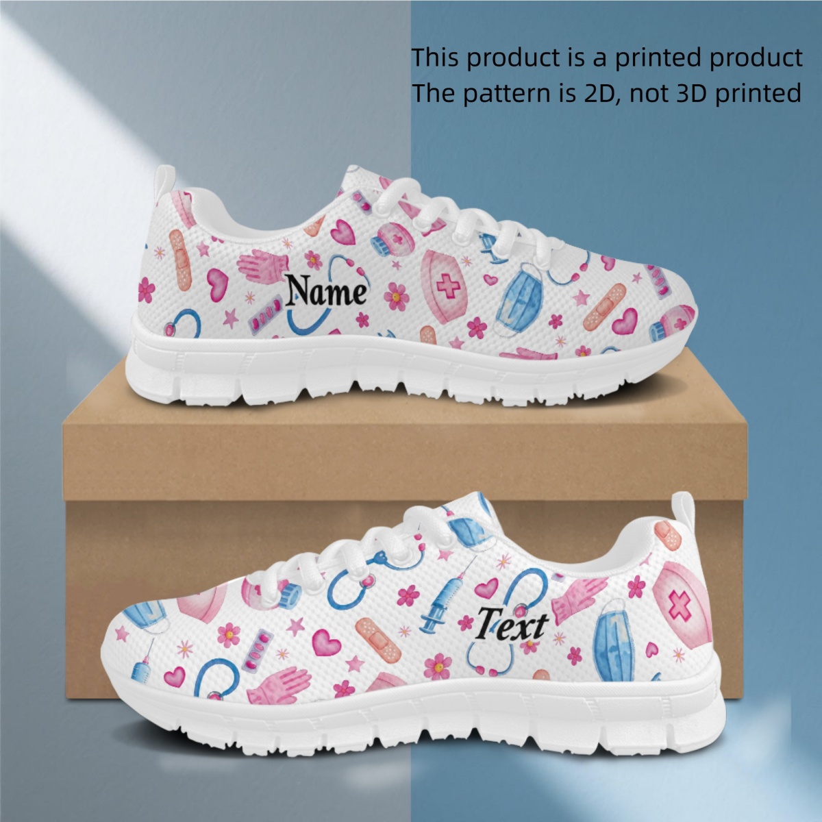 TEMU Zapatillas deportivas con estampado de enfermera rosa, que combinan superior y cómoda con un diseño transpirable. zapatillas de running