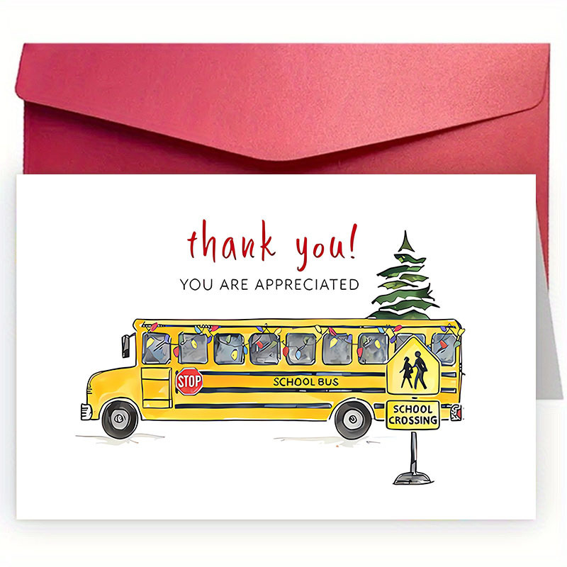 

1pc, Card With Envelopes (12cm*18cm), Suitable For To School Bus And Bus Driver, Suitable For Christmas Celebrations, Holiday Commemorations, Schools, And Thanking .