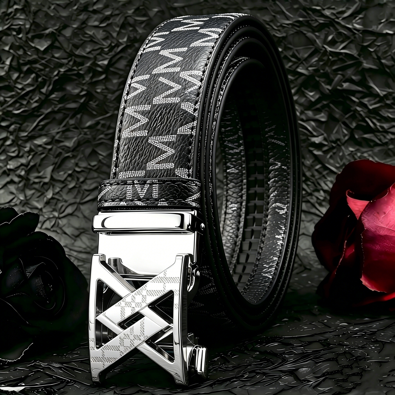 Image of Stylish Alloy Men Belt For Women Printed Letter M - Fashion Daily Decoration Jeans Belt - Fashion Letter M Perfect Accessory For Business And Casual Accessories Belt